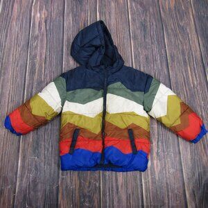 Old Navy Kids Puffer Jacket 5T Rainbow Geometric Water Resistant Hooded